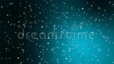 黑色蓝色渐变背景下带有光粒子恒星的银河动画
